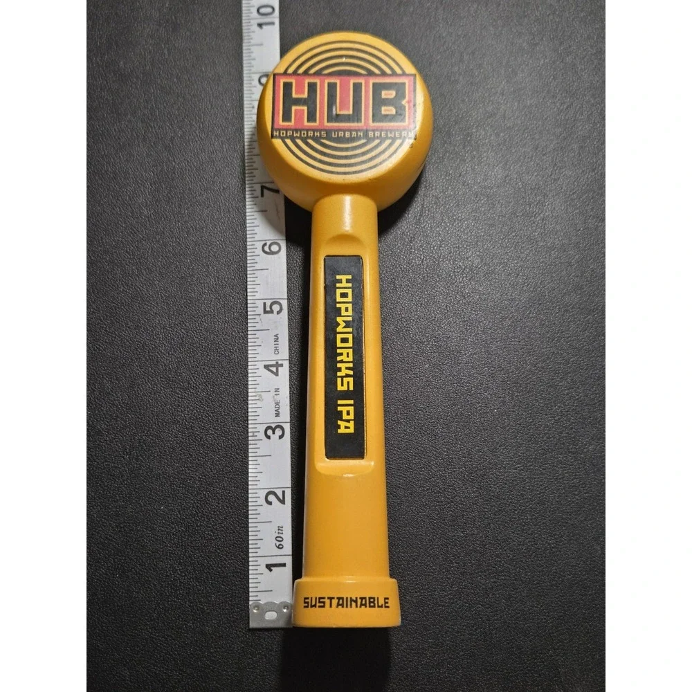 HUB Hopworks Urban Brewery IPA Beer Tap Handle Yellow Sustainable Portland OR